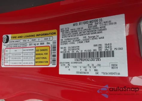 2016 Ford Mustang Ecoboost Premium from USA, damaged, VIN 1FATP8UH5G5307285